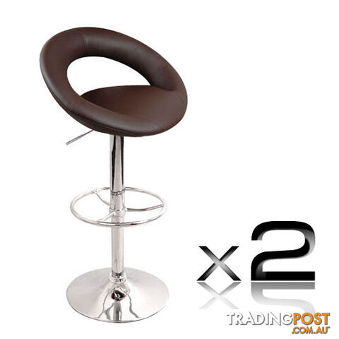 2 x Modern Synthetic PU Leather Bar Stool Kitchen Office Swivel Chair Chocolate