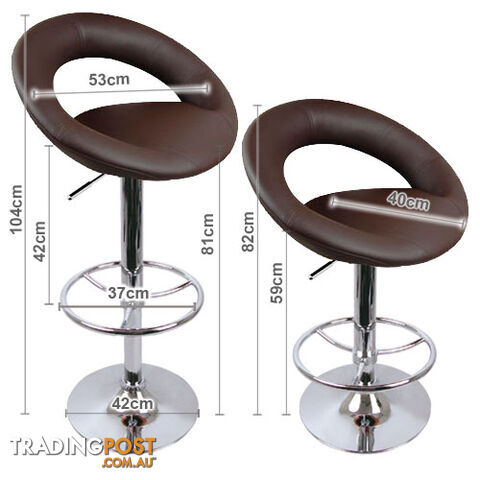2 x Modern Synthetic PU Leather Bar Stool Kitchen Office Swivel Chair Chocolate