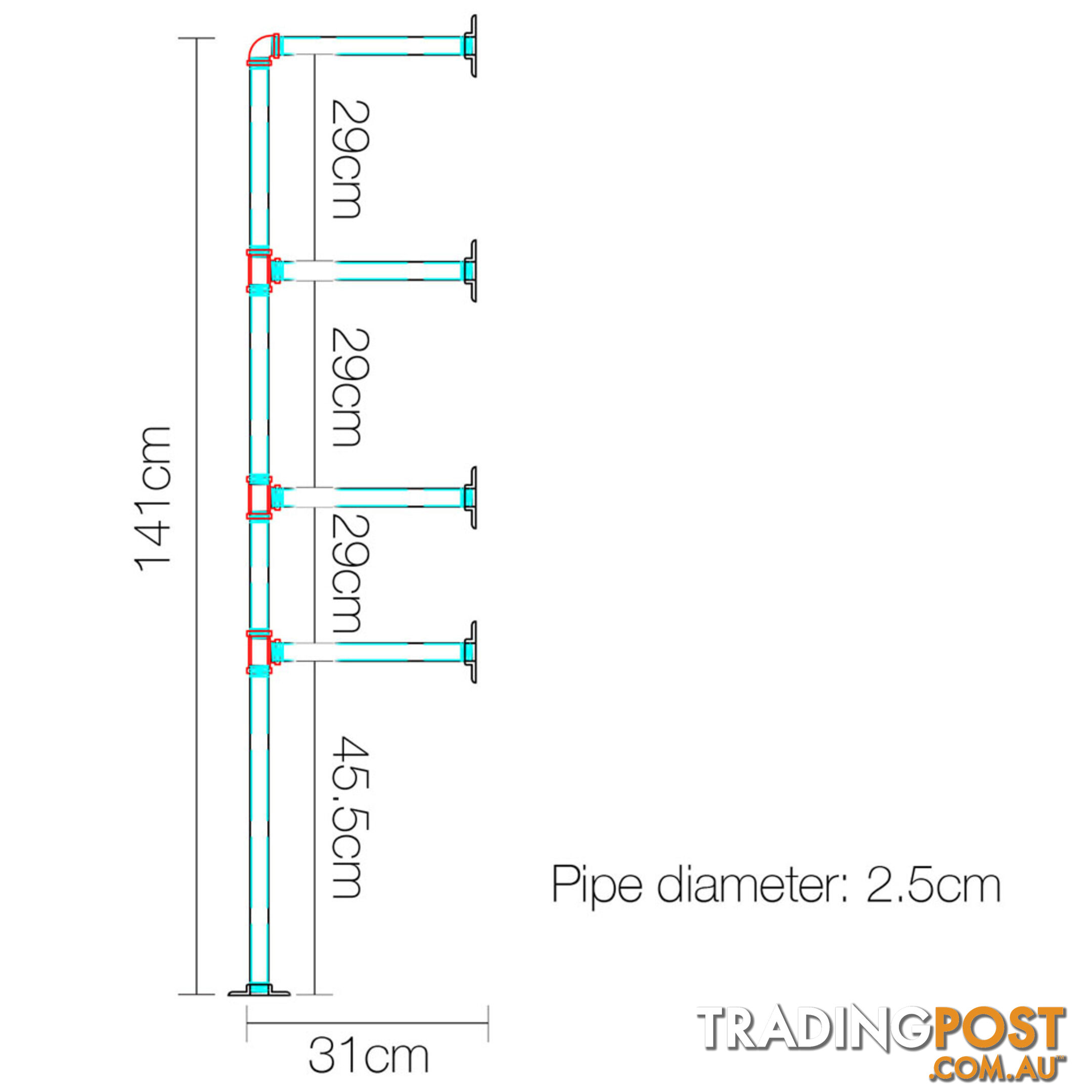 Wall Mount Pipe Bracket Shelf _ 141 CM