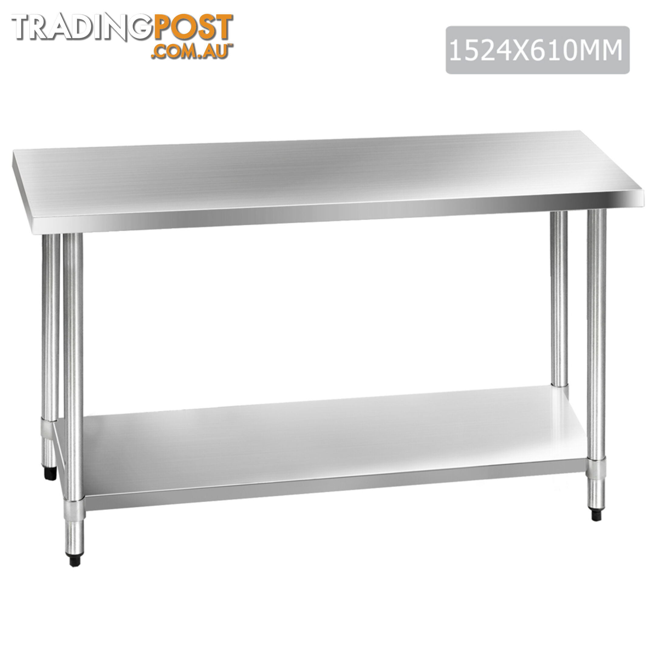 Stainless Steel Kitchen Work Bench Food 304 Preparation Table Top 1524mm