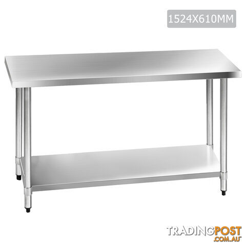Stainless Steel Kitchen Work Bench Food 304 Preparation Table Top 1524mm