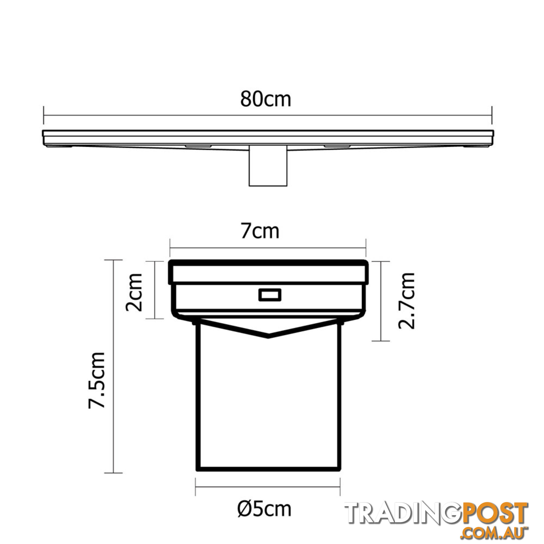 Stainless Steel Shower Grate Tile Insert Waste Linear Bathroom Drain Floor 800mm