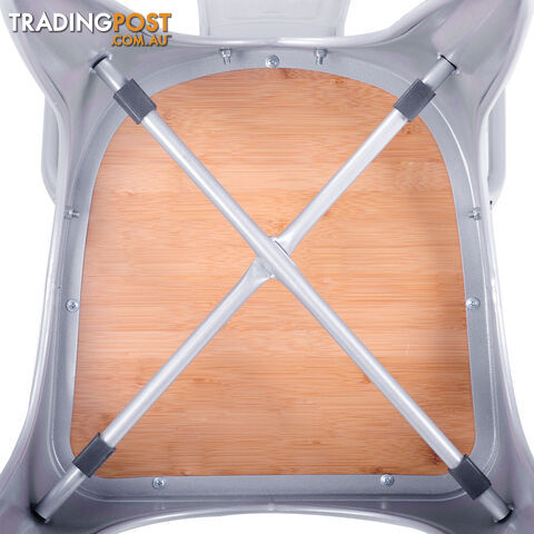 Set of 2 Replica Tolix Dining Metal Chair Bamboo Seat Gloss Metal