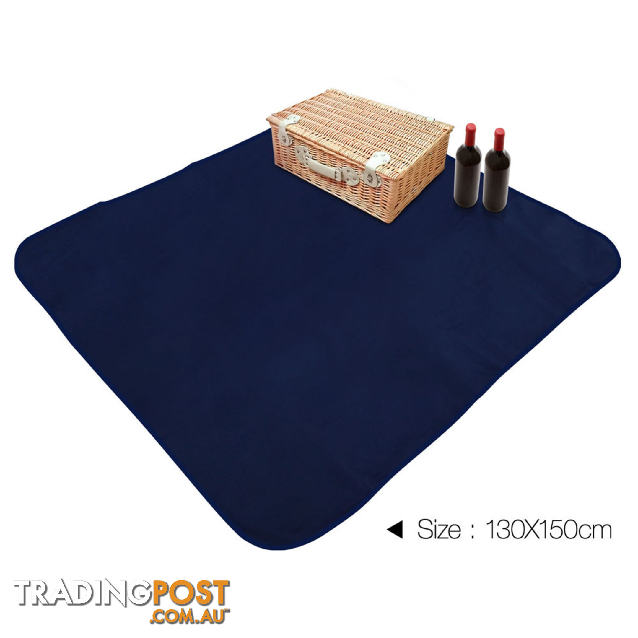 4 Person Picnic Basket Set with Cooler Bag Blanket - Navy