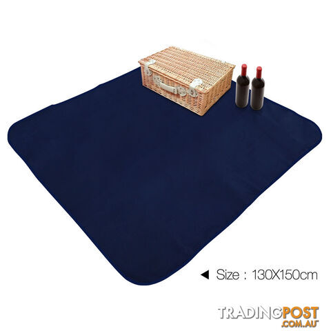 4 Person Picnic Basket Set with Cooler Bag Blanket - Navy