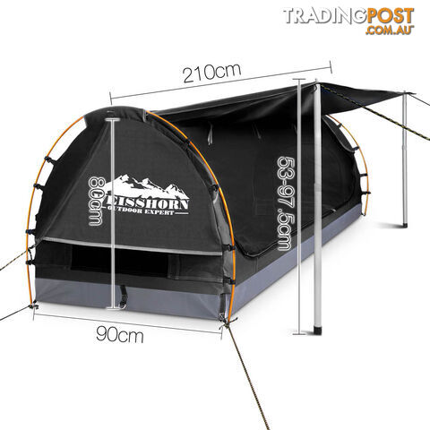 Free Standing Camping Canvas Swag Dome Tent 6cm Mattress Pillow King Single Grey - photo 2 of 9