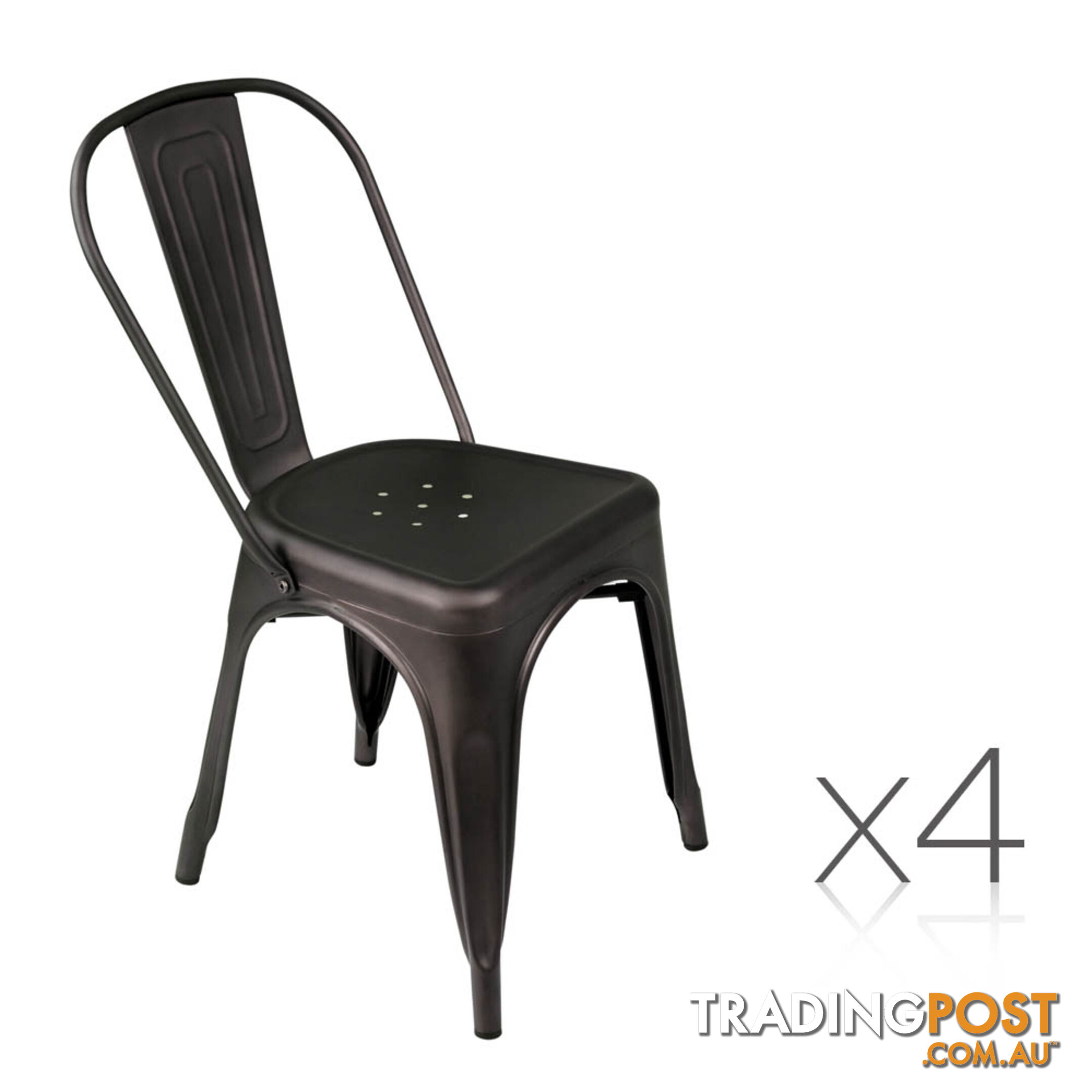 Set of 4 Replica Tolix Dining Chair Steel Gunmetal