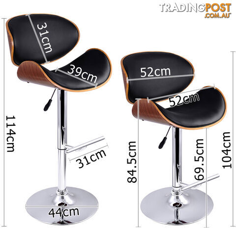 Set of 2 Wooden Kitchen Bar Stool Padded Seat Black - photo 2 of 9