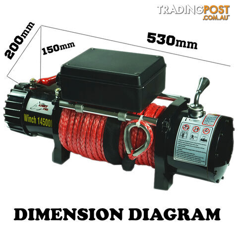 14500LBS Electric Winch 26M Synthetic Rope 6577KG 12V Wireless Remote 4WD 4X4 - photo 2 of 5