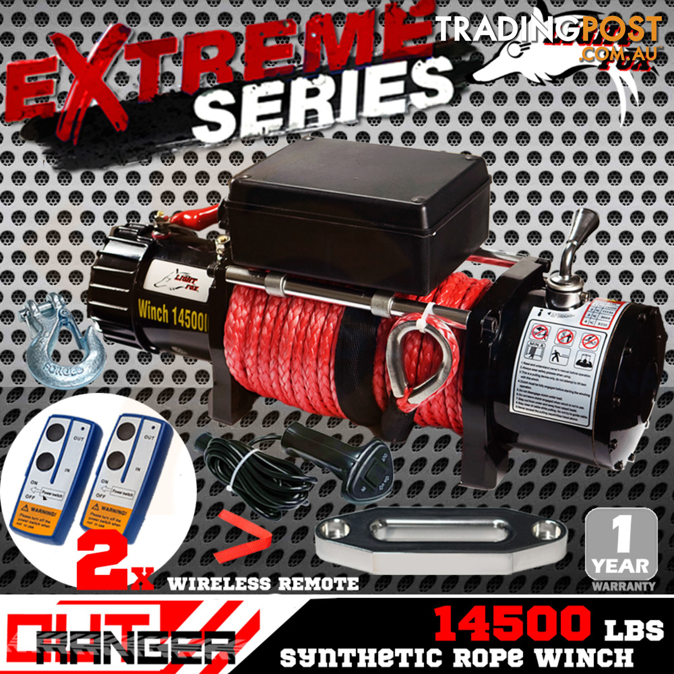 14500LBS Electric Winch 26M Synthetic Rope 6577KG 12V Wireless Remote 4WD 4X4