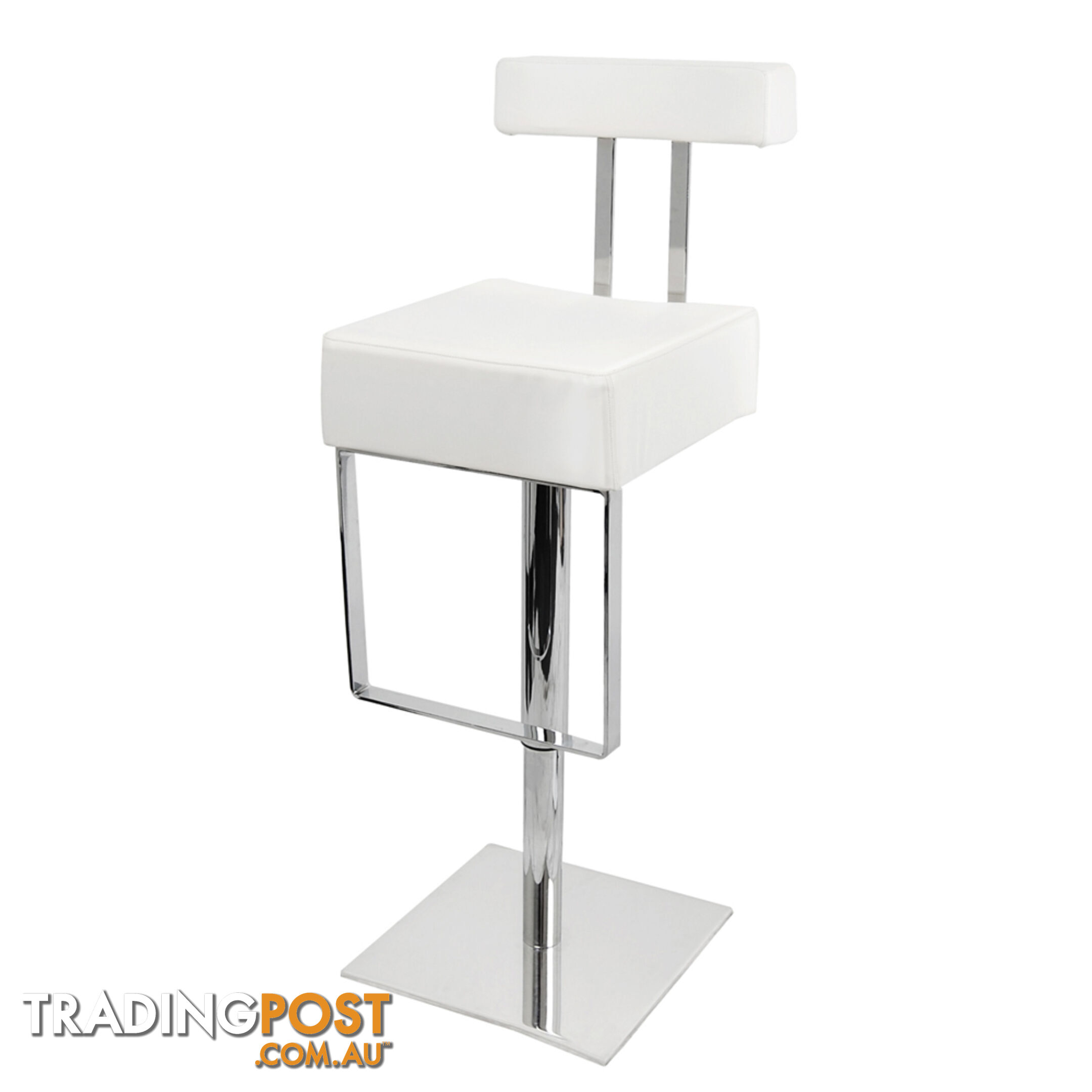 PU Leather Stainless Steel Bar Stool Kitchen Office Pub Barstool Chair White