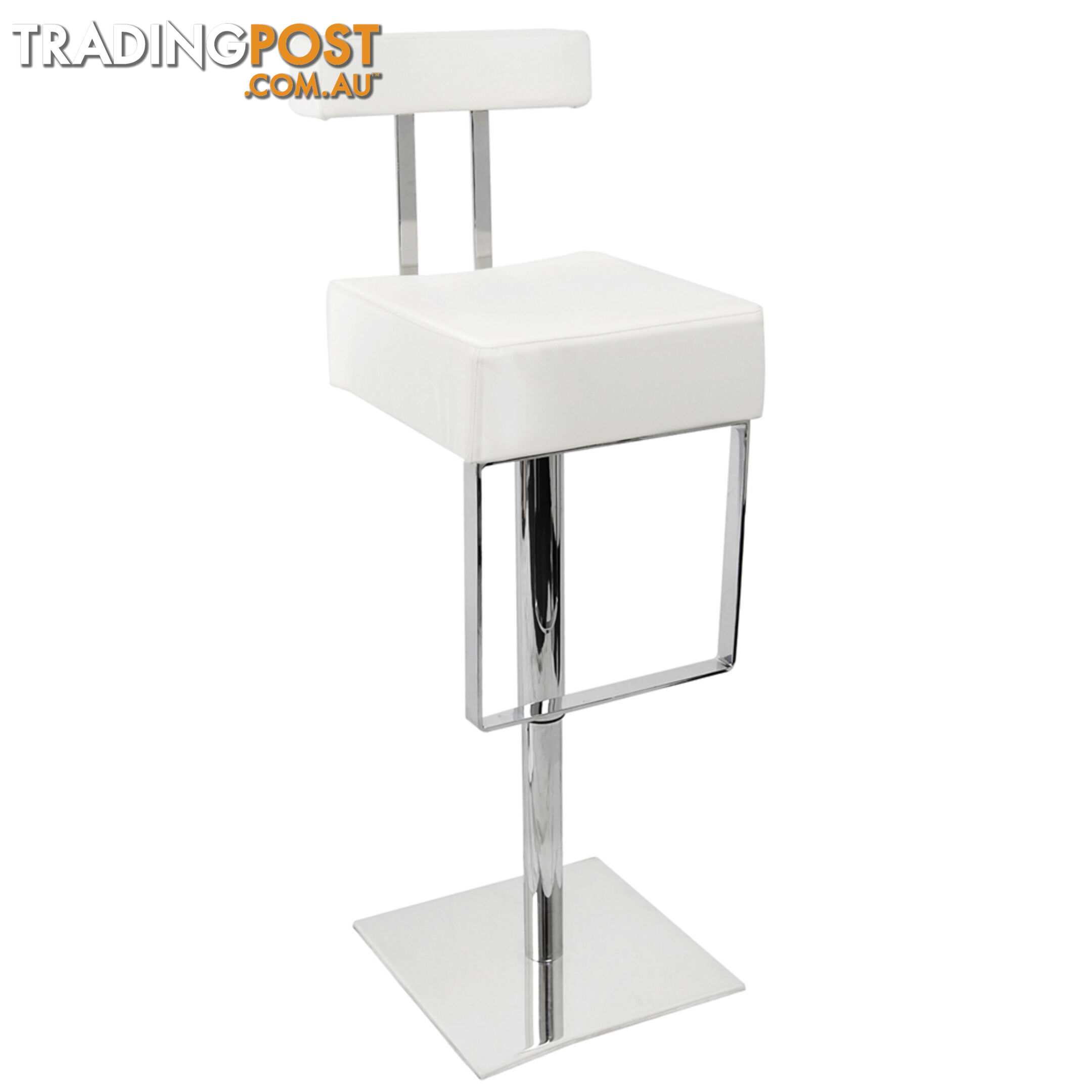 PU Leather Stainless Steel Bar Stool Kitchen Office Pub Barstool Chair White