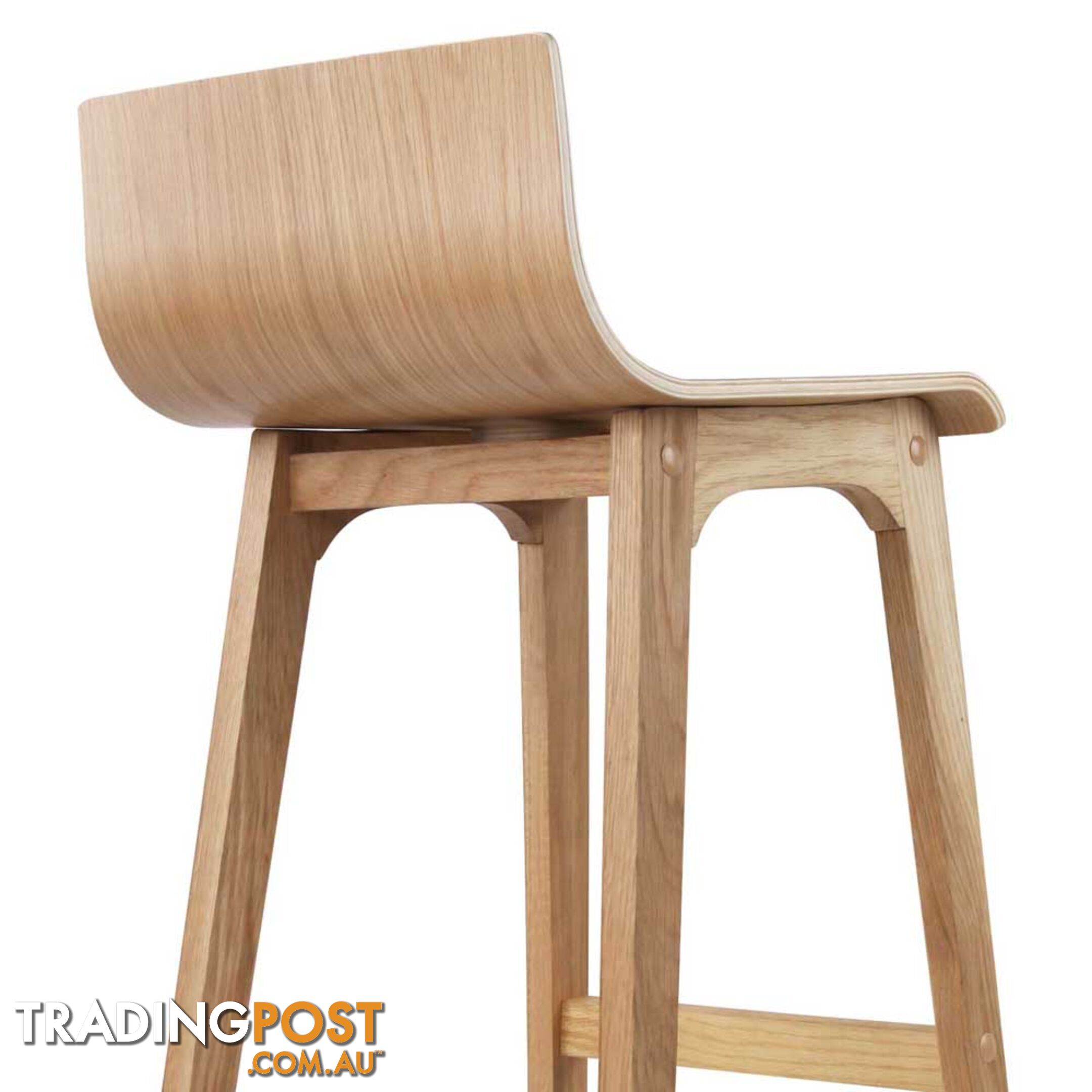 Set of 2 Oak Wood Bar Stools - Natural