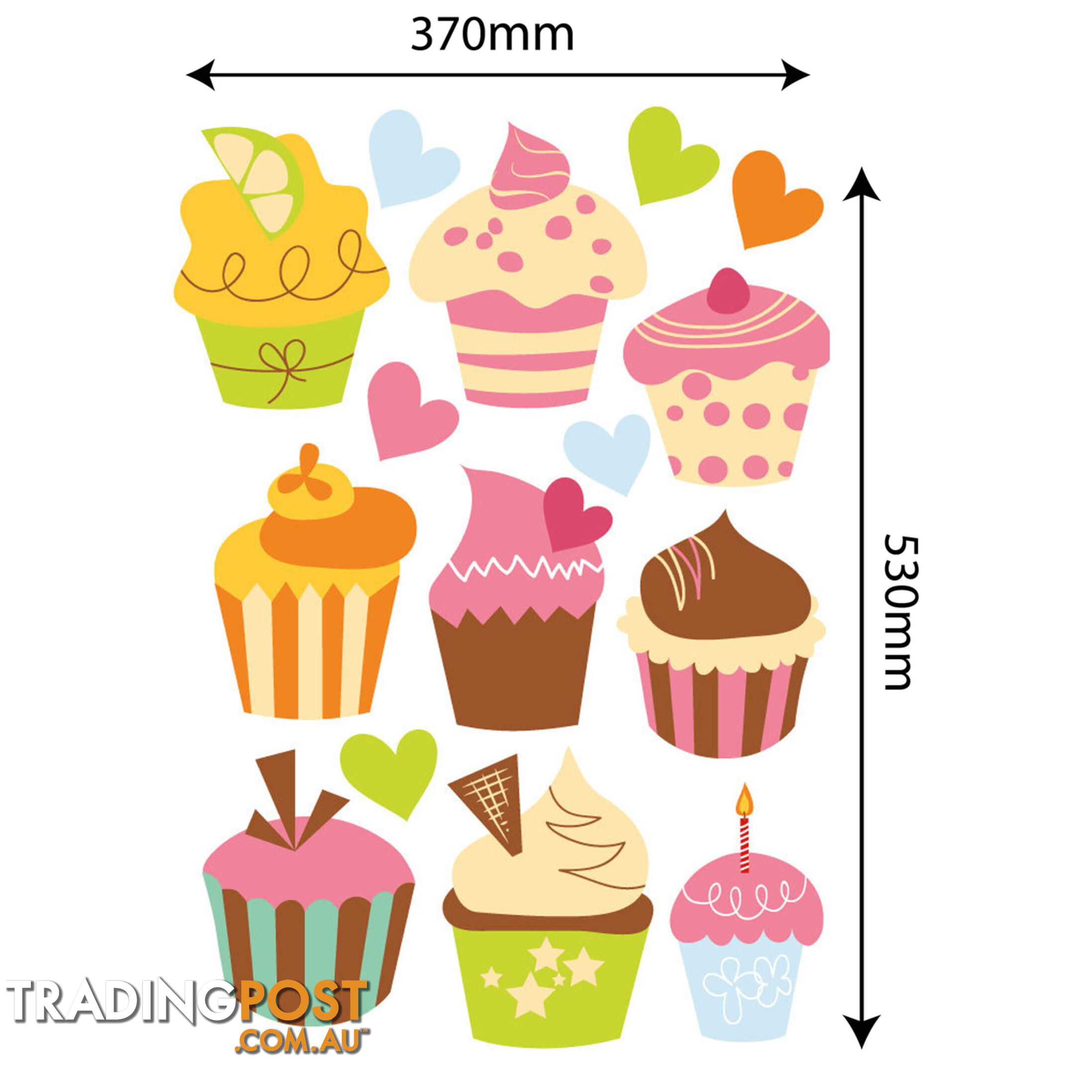 Large Size Cute Cupcakes Wall Stickers - Totally Movable and Reusable