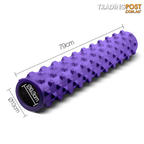 Yoga Gym Pilates EVA Stick Foam Roller Purple 79 x 13cm