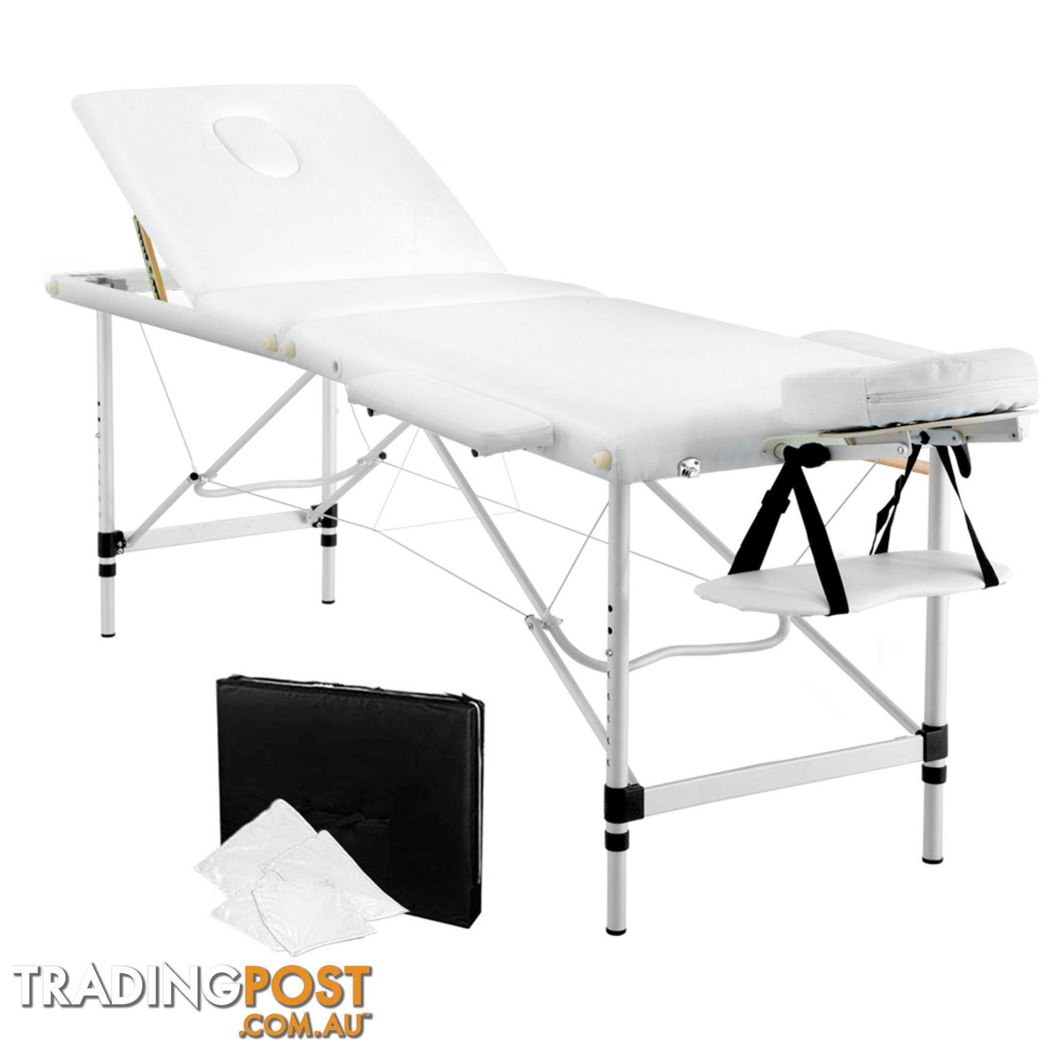 Portable Aluminium Massage Bed Beauty Waxing Table Chair 3 Fold White 60cm