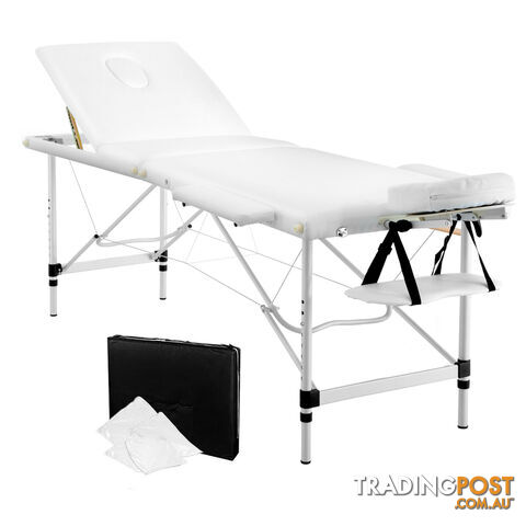 Portable Aluminium Massage Bed Beauty Waxing Table Chair 3 Fold White 60cm