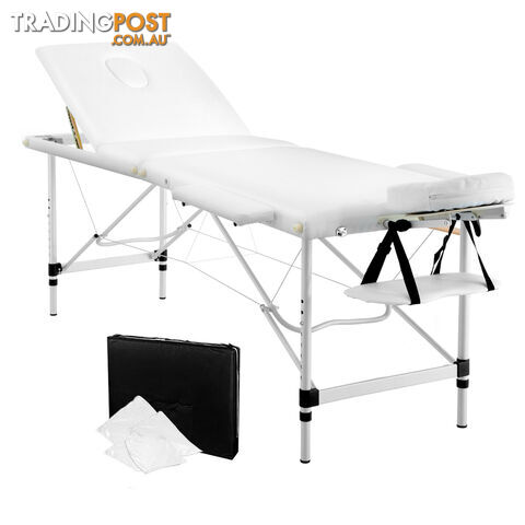 Portable Aluminium Massage Bed Beauty Waxing Table Chair 3 Fold White 60cm