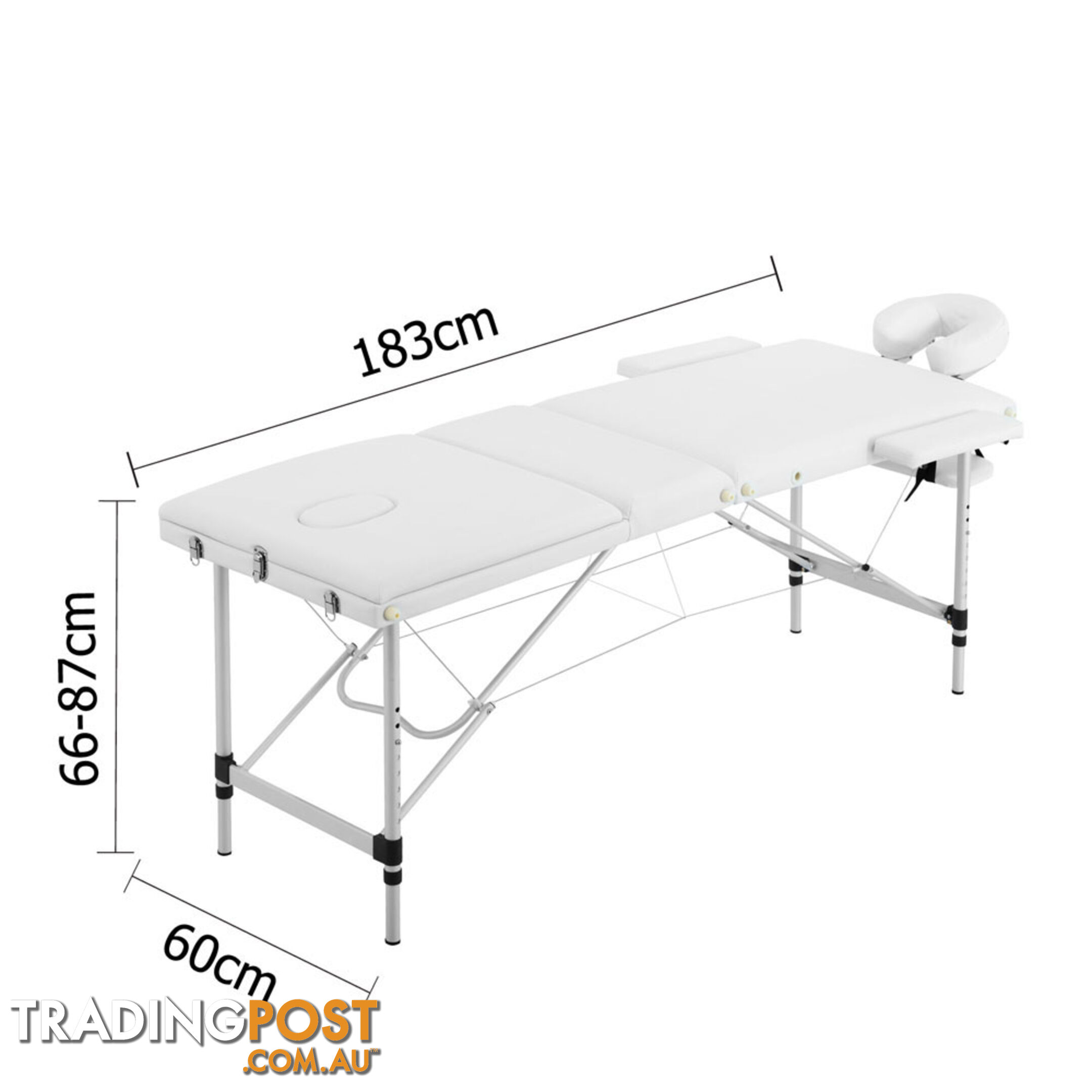 Portable Aluminium Massage Bed Beauty Waxing Table Chair 3 Fold White 60cm