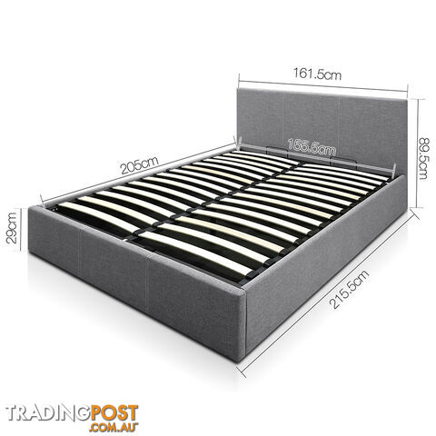 Deluxe Gas Lift Linen Fabric Storage Bed Frame Queen Grey - photo 2 of 9