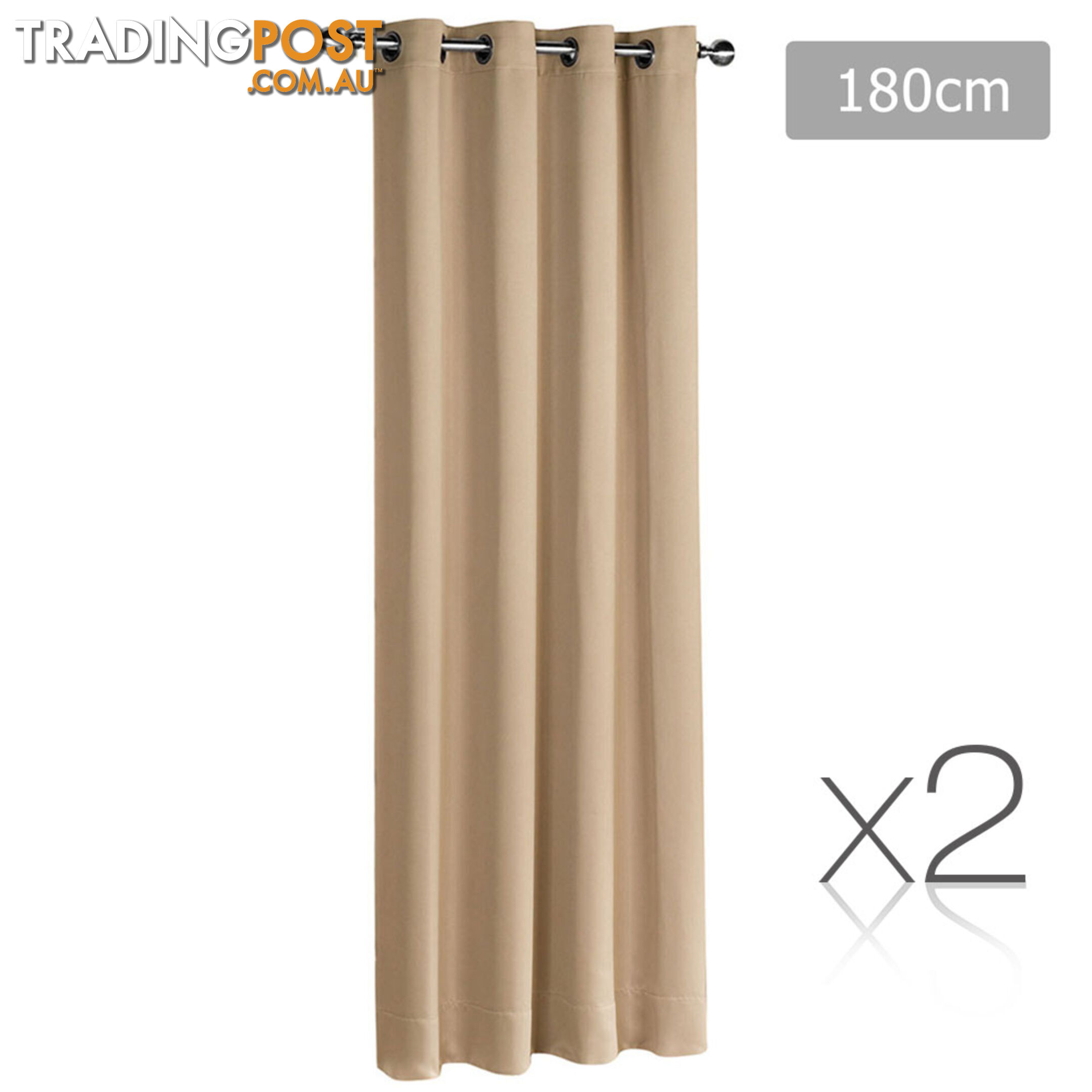 2 x Luxury Eyelet Blockout Curtain Room Darkening 250GSM 3 Layer 180x230cm Latte