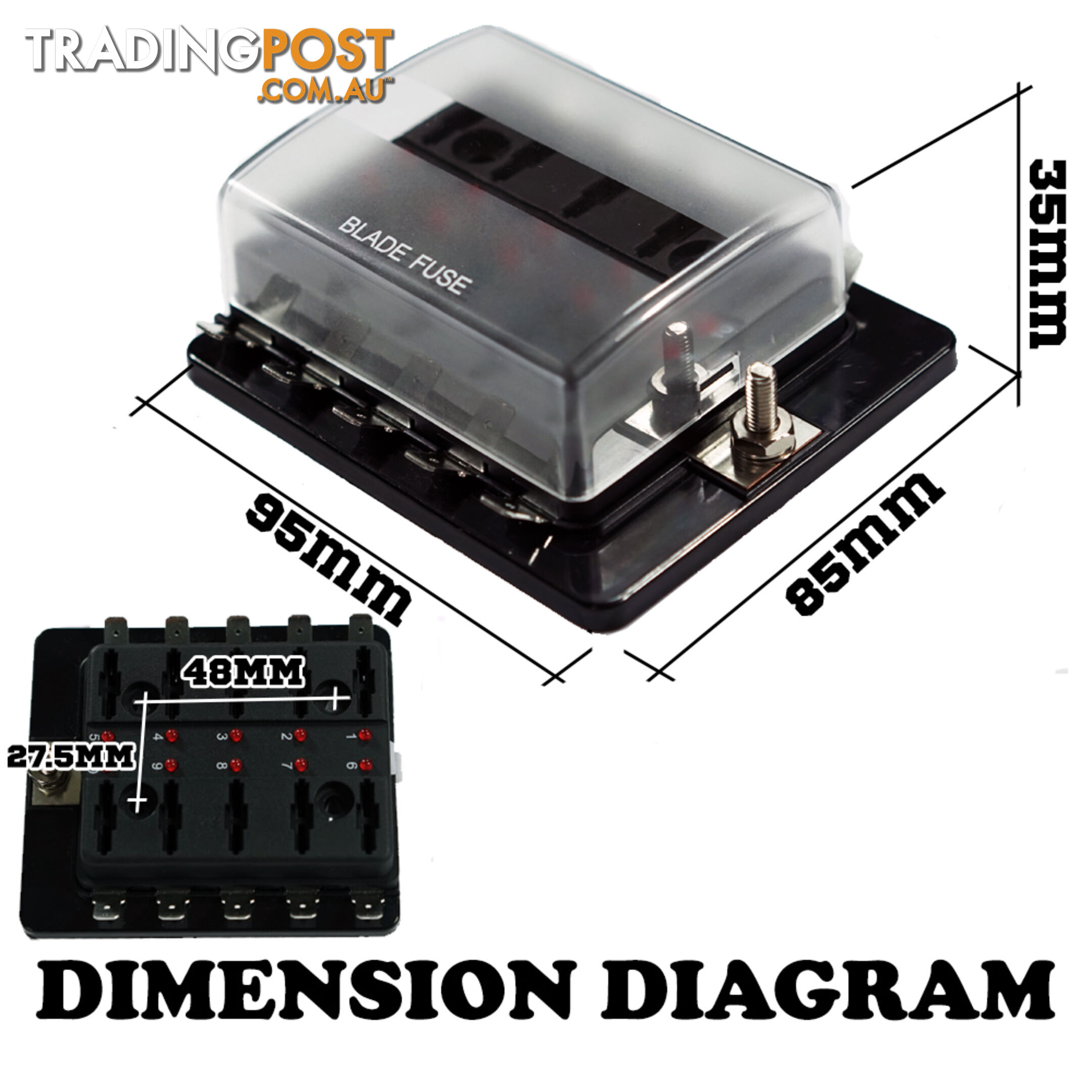 ATO 10 Way Blade Fuse Holder Box LED Light 12-32V Circuit Caravan Truck Car 4X4