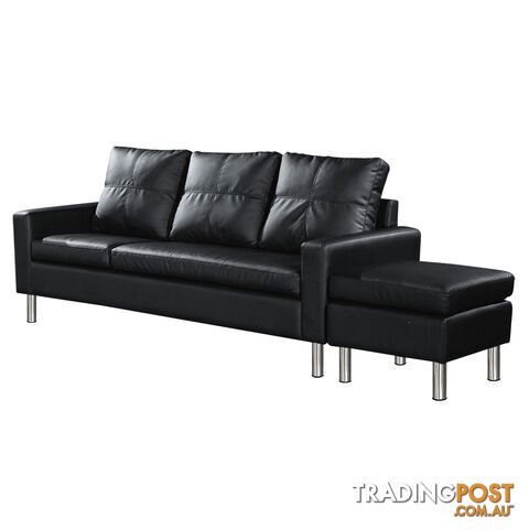 4 Seater PU Leather Sofa Modular Lounge Suite Black