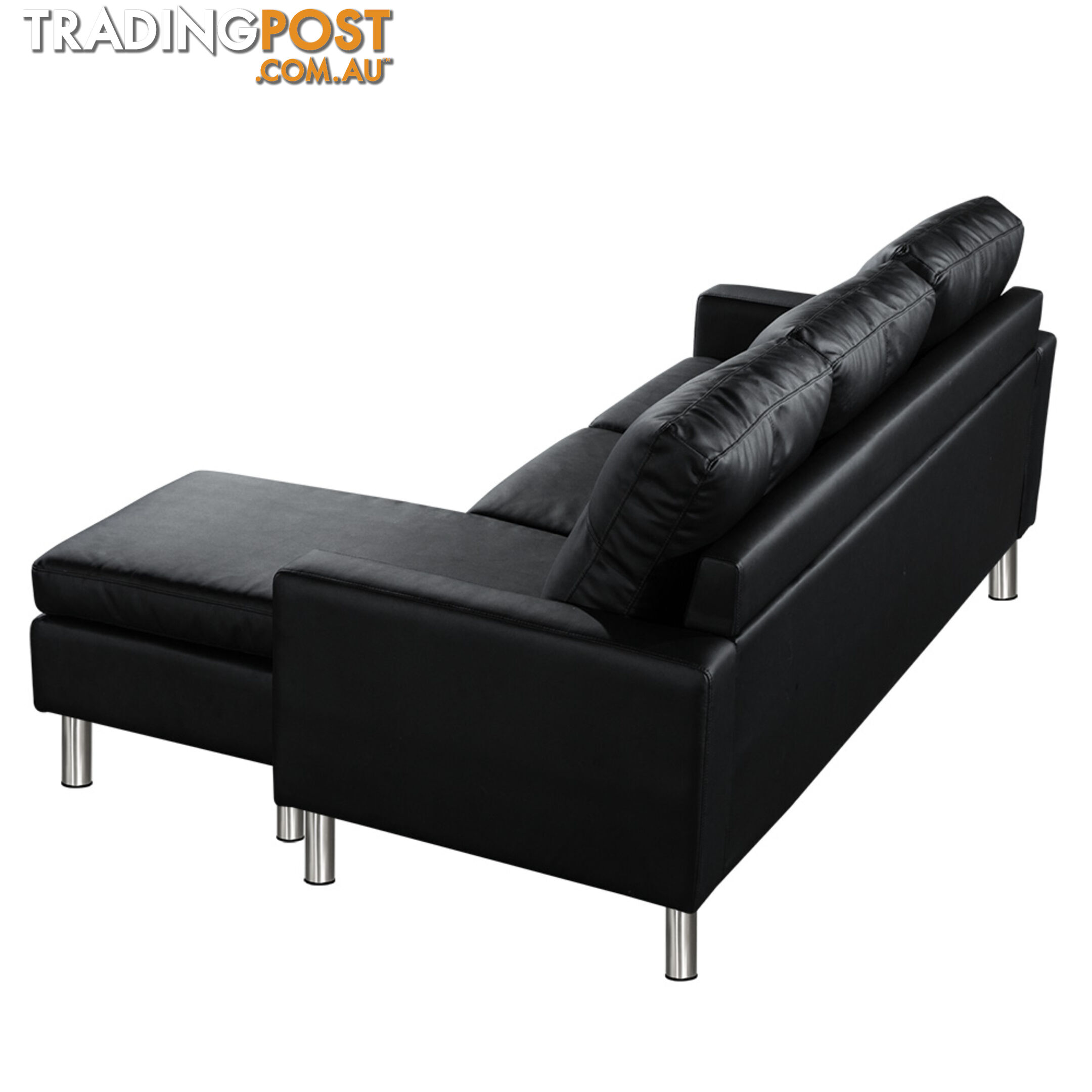 4 Seater PU Leather Sofa Modular Lounge Suite Black