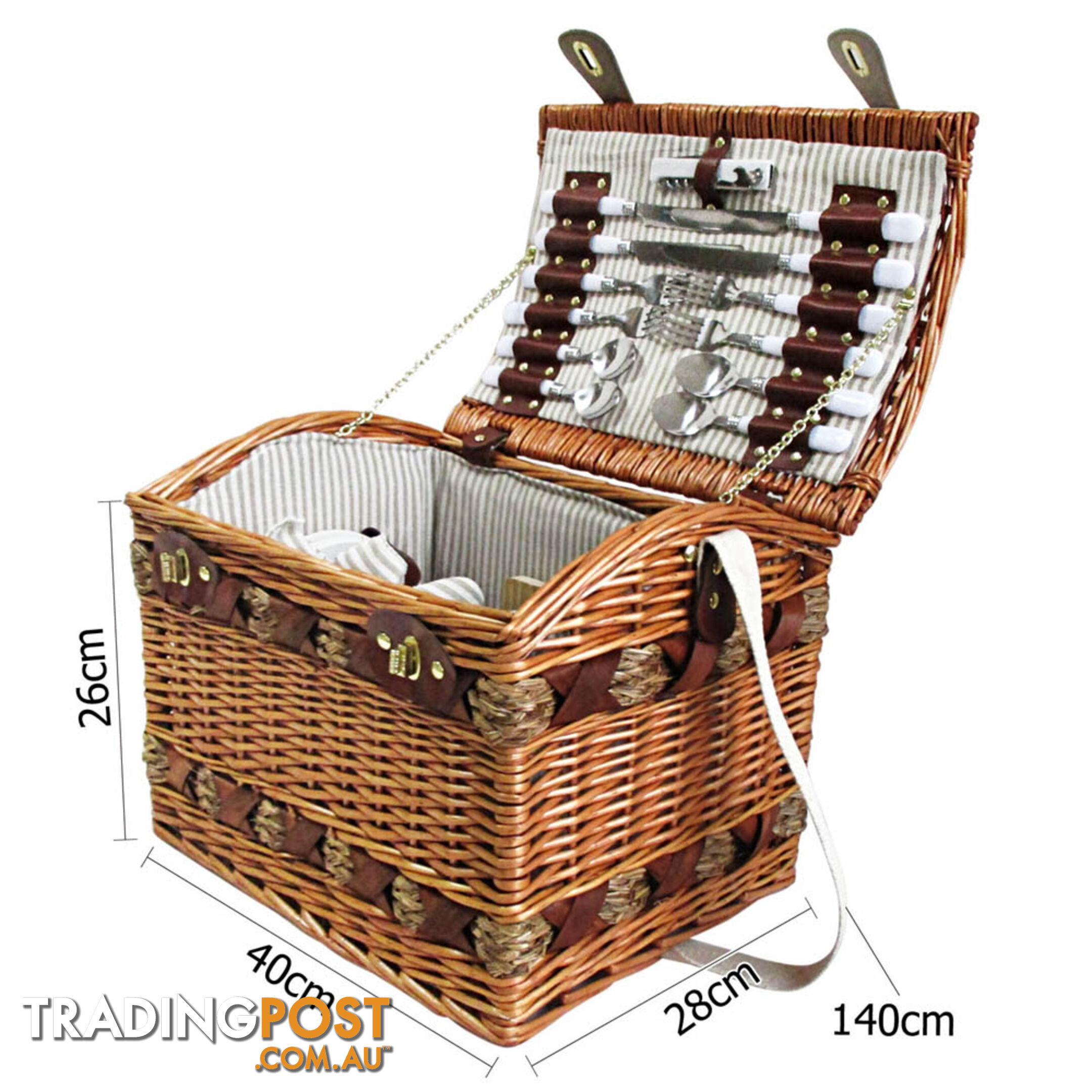 4 Person Picnic Basket Set w/ Cheese Board Blanket