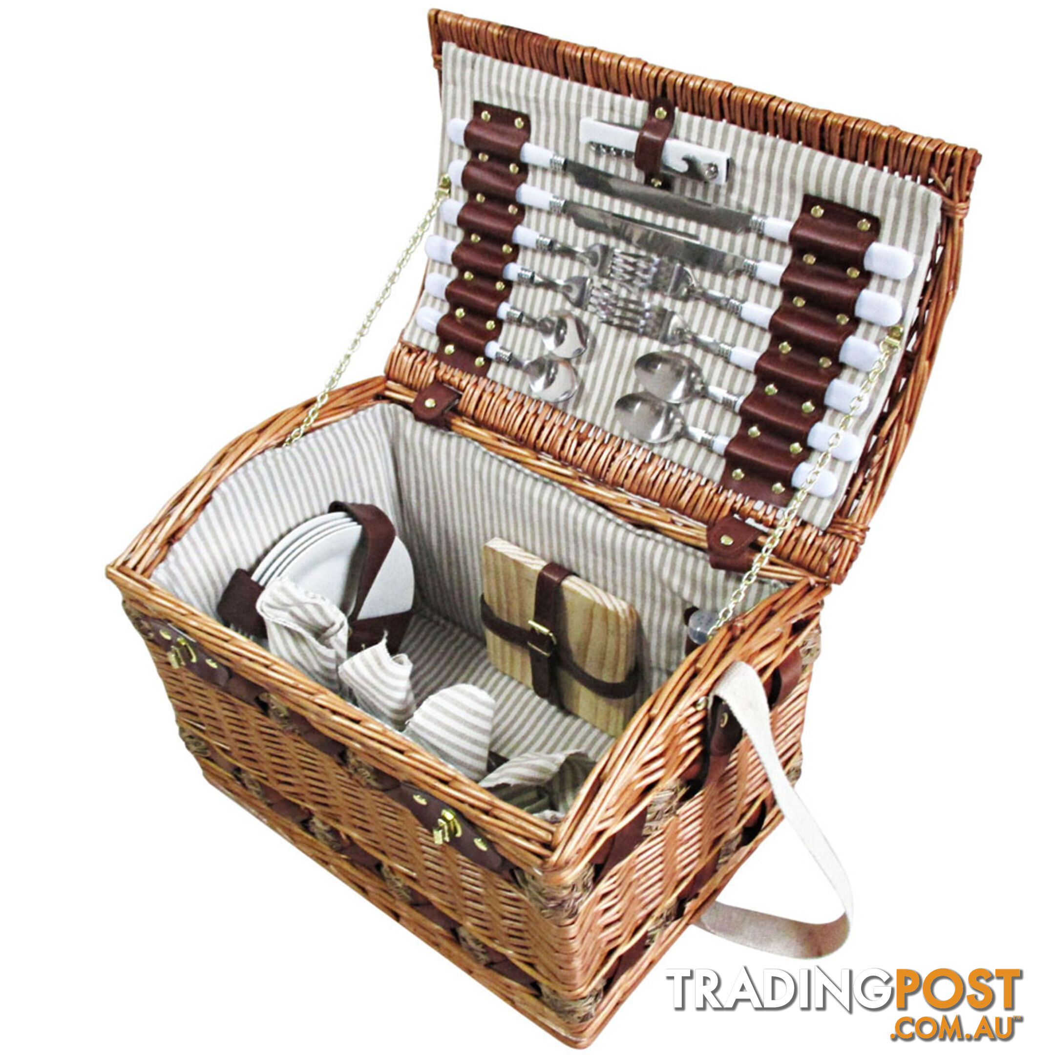 4 Person Picnic Basket Set w/ Cheese Board Blanket