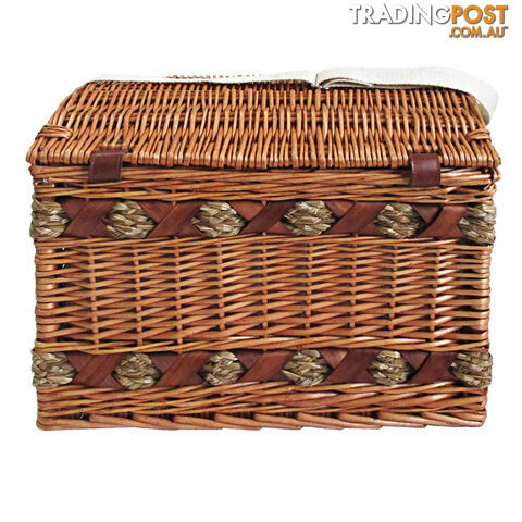 4 Person Picnic Basket Set w/ Cheese Board Blanket