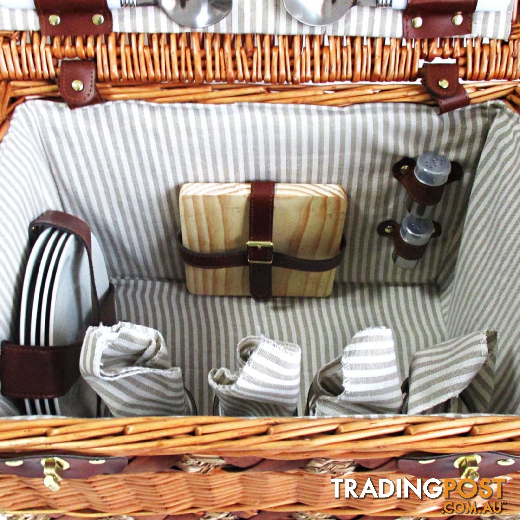 4 Person Picnic Basket Set w/ Cheese Board Blanket