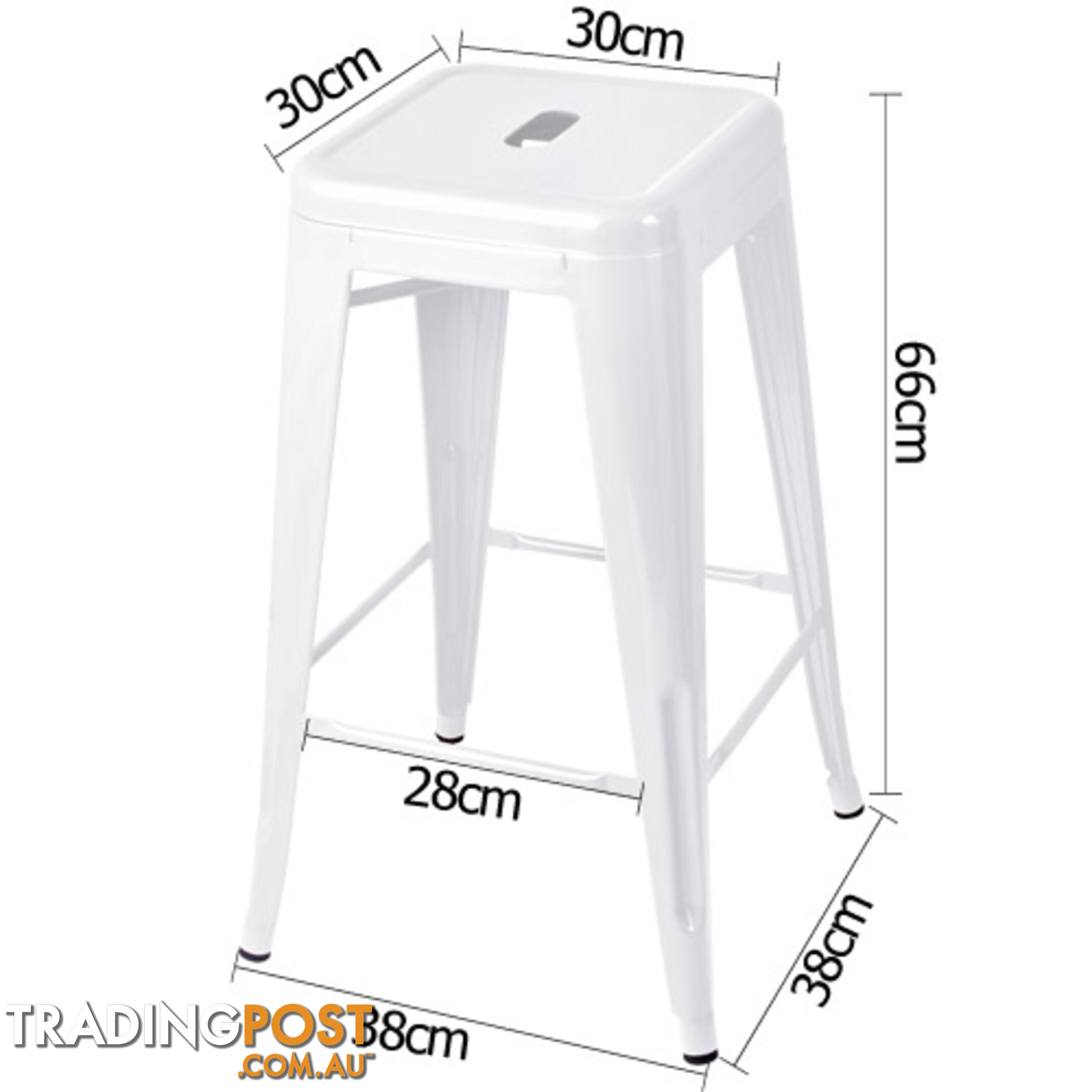 Set of 4 Replica Tolix Kitchen Bar Stool 66cm White