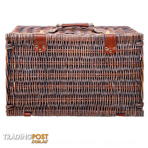 4 Person Picnic Basket Set w/ Cooler Bag Blanket