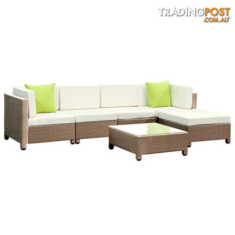 Outdoor Lounge 5 Seater Garden Furniture Wicker 6pcs Rattan Sofa Setting Beige