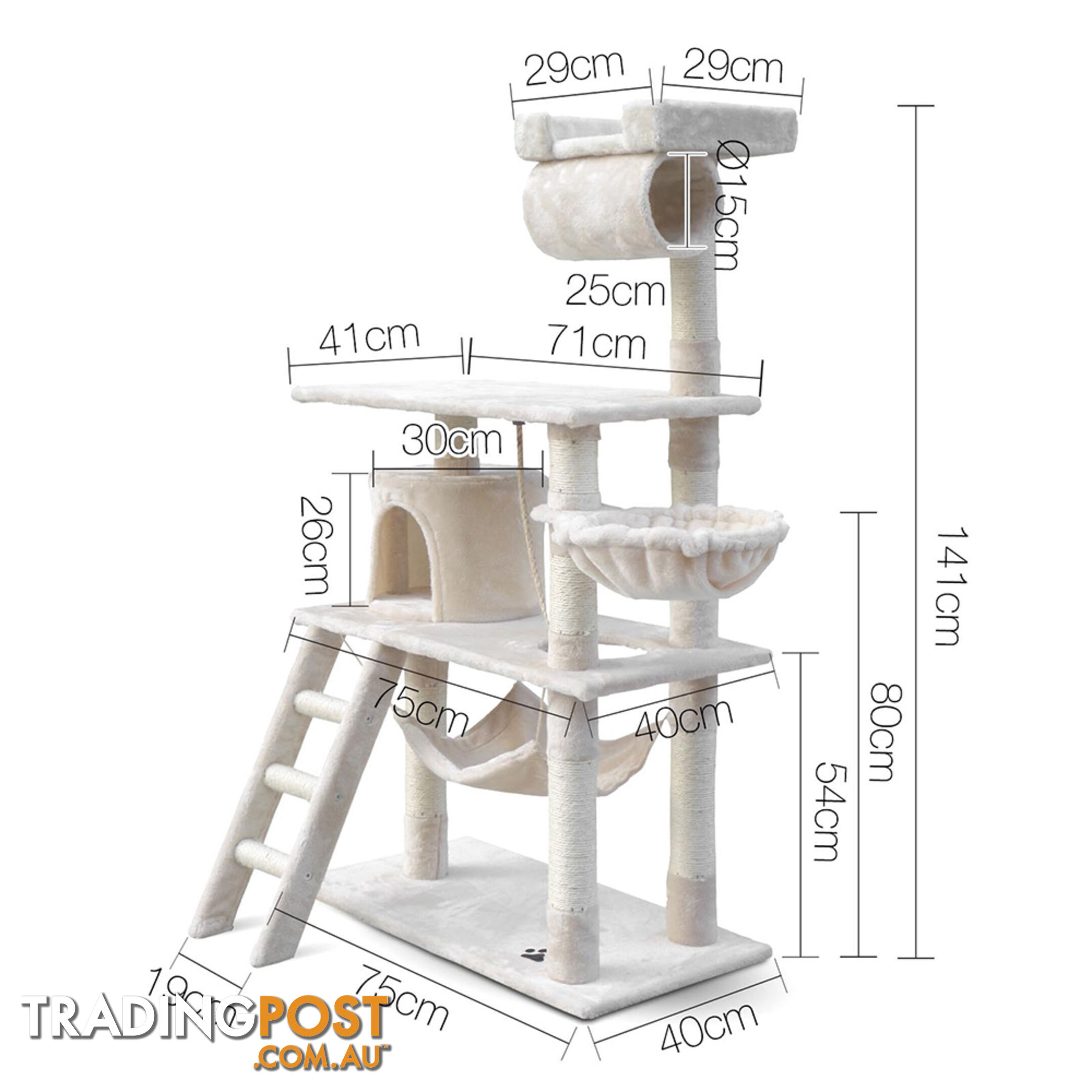 Cat Scratching Post  Tree House Condo 141cm Beige