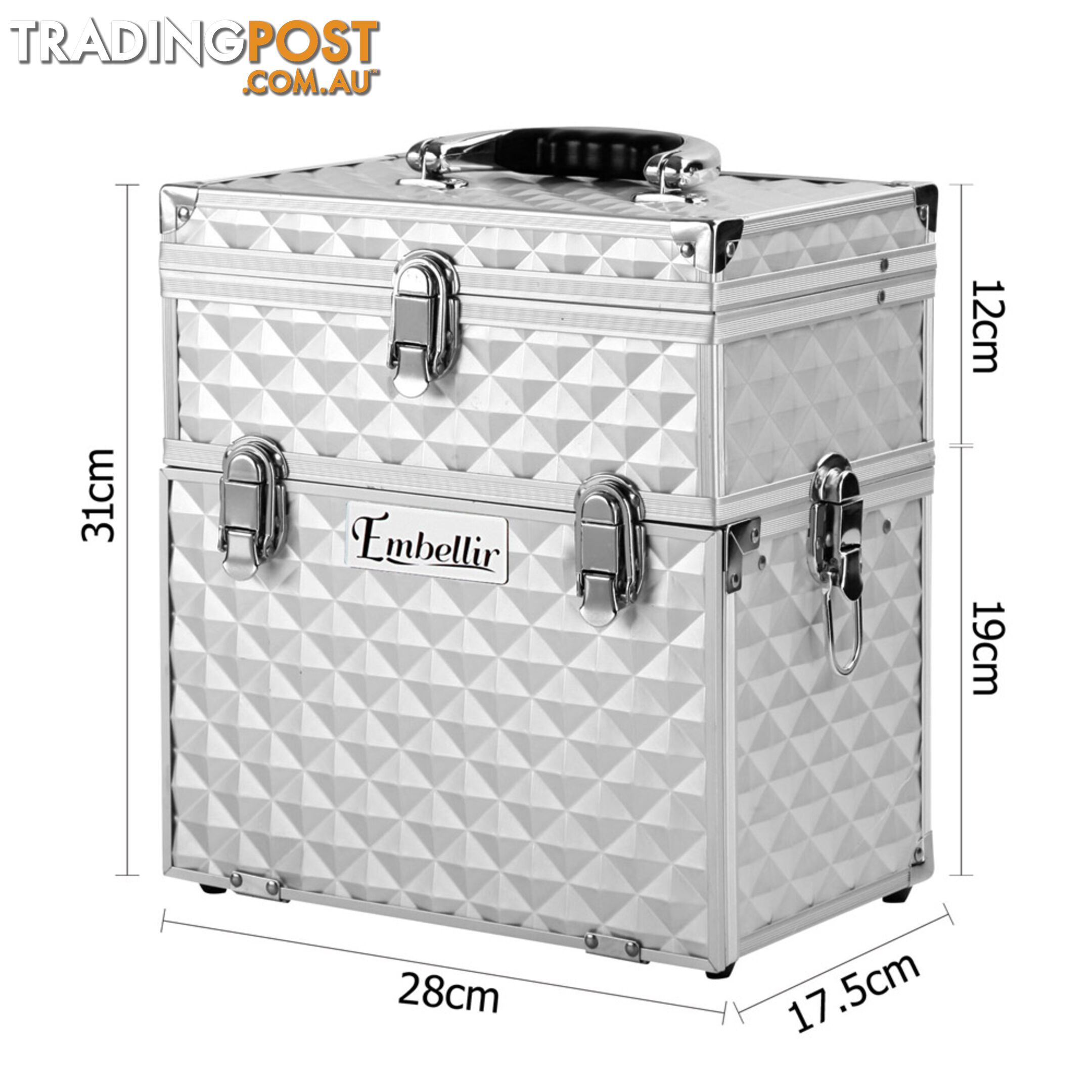 Professional Cosmetic Beauty Makeup Case Portable Travel Carry Box Silver