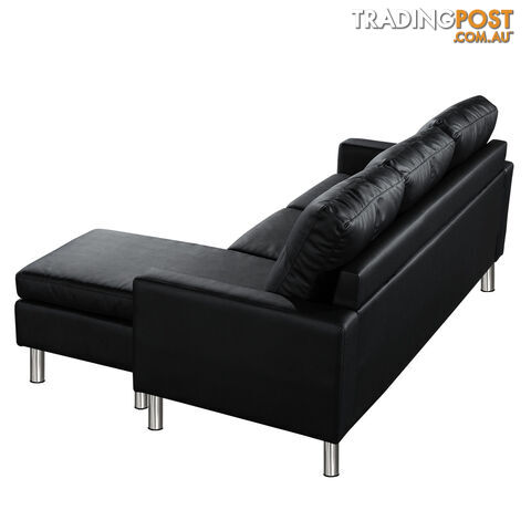 PU Leather Sofa Couch Bed 4 Seater Corner Modular Lounge Suite Ottoman Black