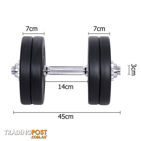 25KG Dumbbell Set Home Gym Fitness Exercise Body Workout Adjustable Weights