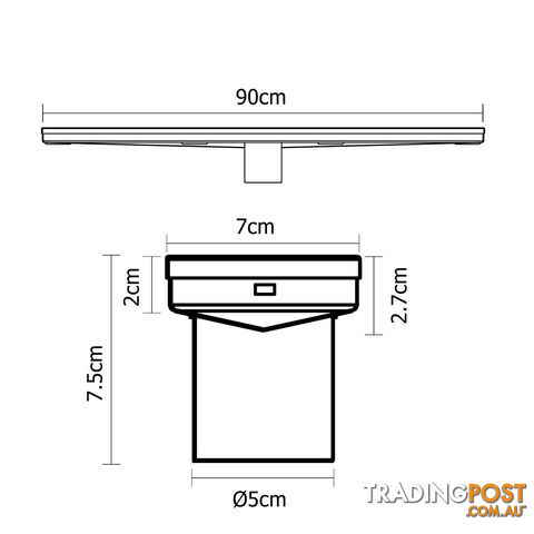 Stainless Steel Shower Grate Tile Insert Waste Linear Bathroom Drain Floor 900mm - photo 2 of 8