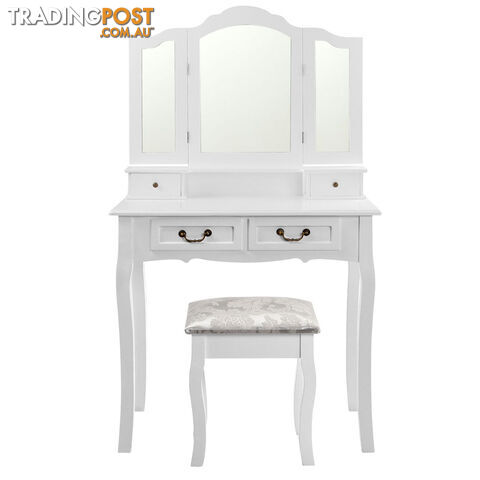 4 Drawer Dressing Table With Mirror White