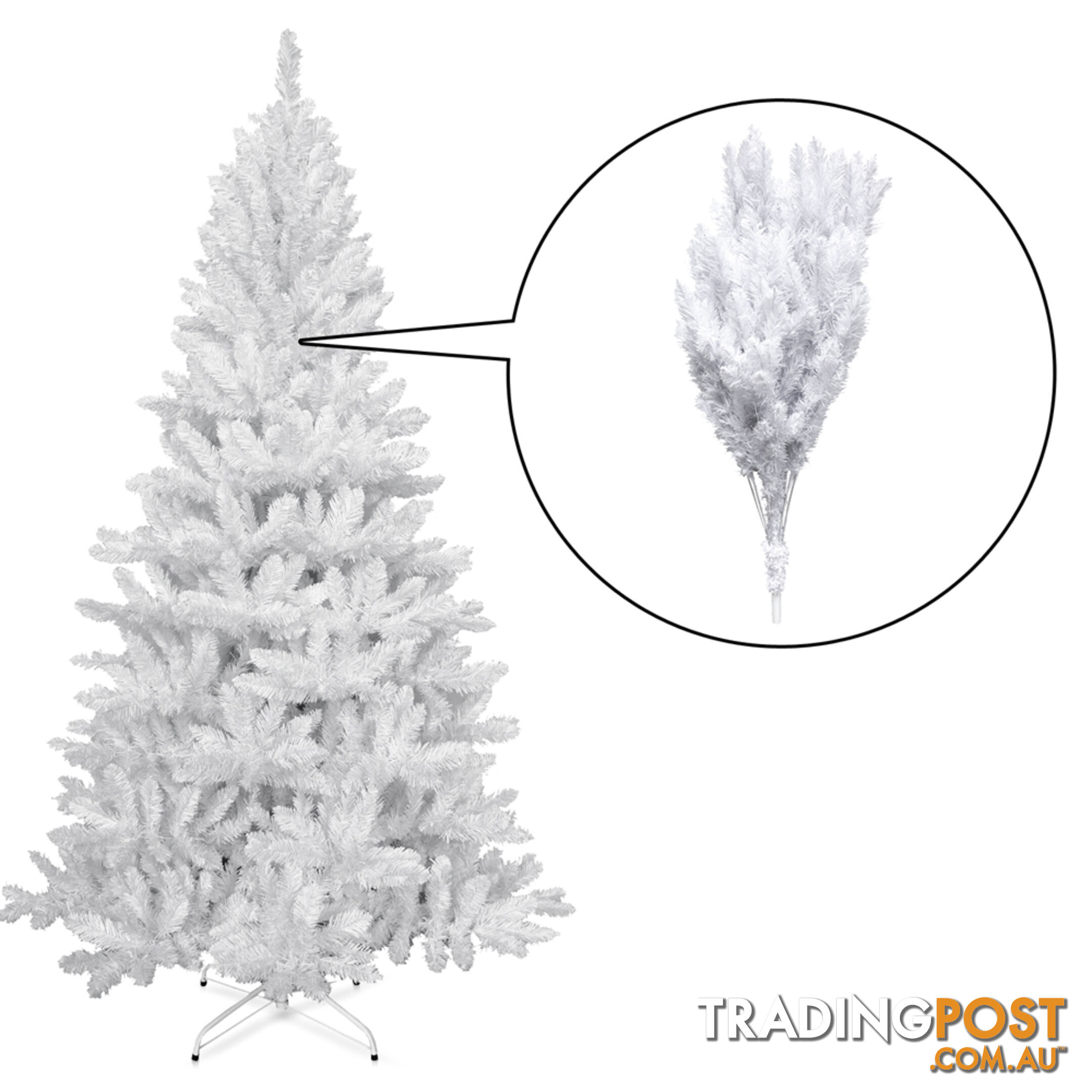 7FT Christmas Tree Free Ornament 2.1M Xmas Trees Decorate Metal Base White