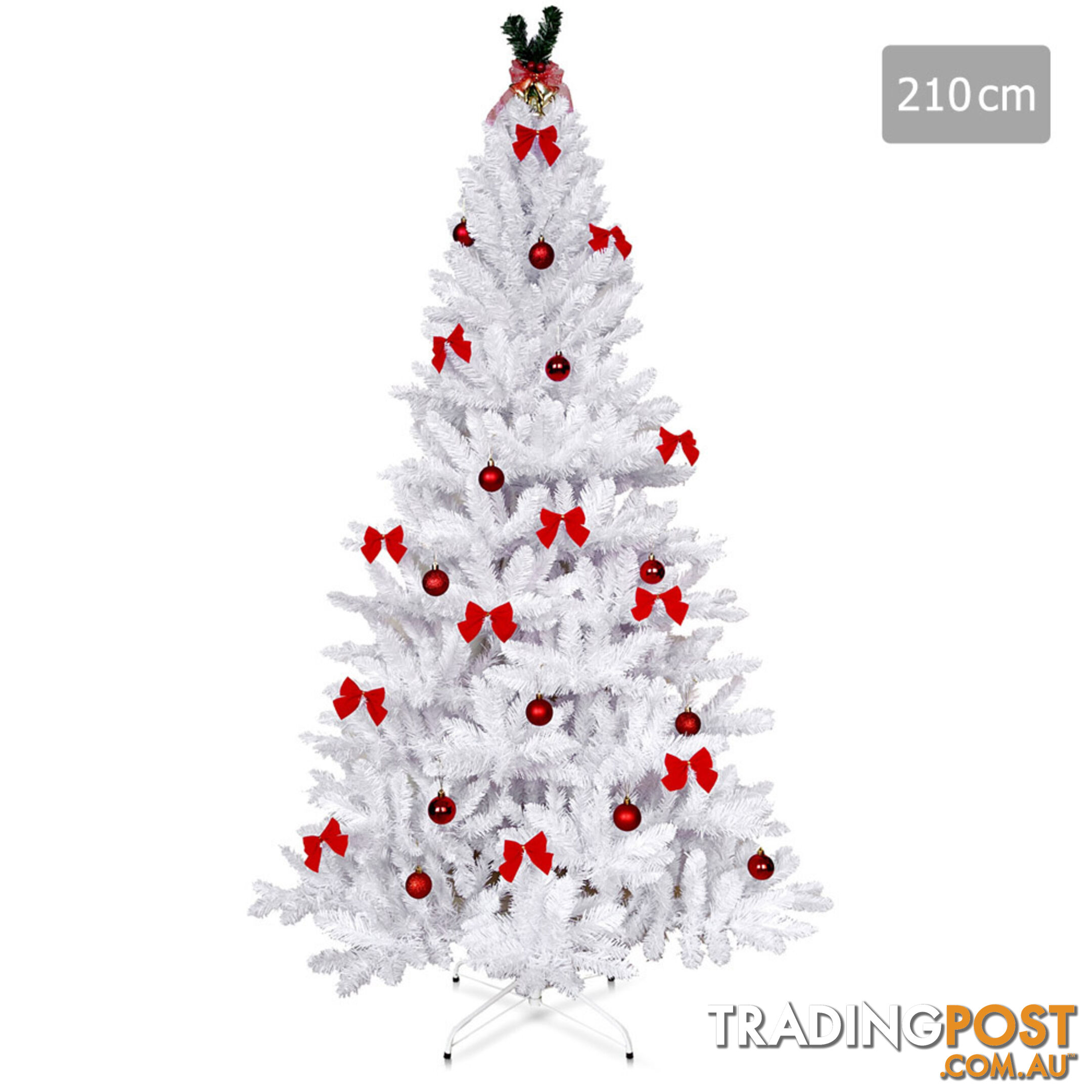 7FT Christmas Tree Free Ornament 2.1M Xmas Trees Decorate Metal Base White