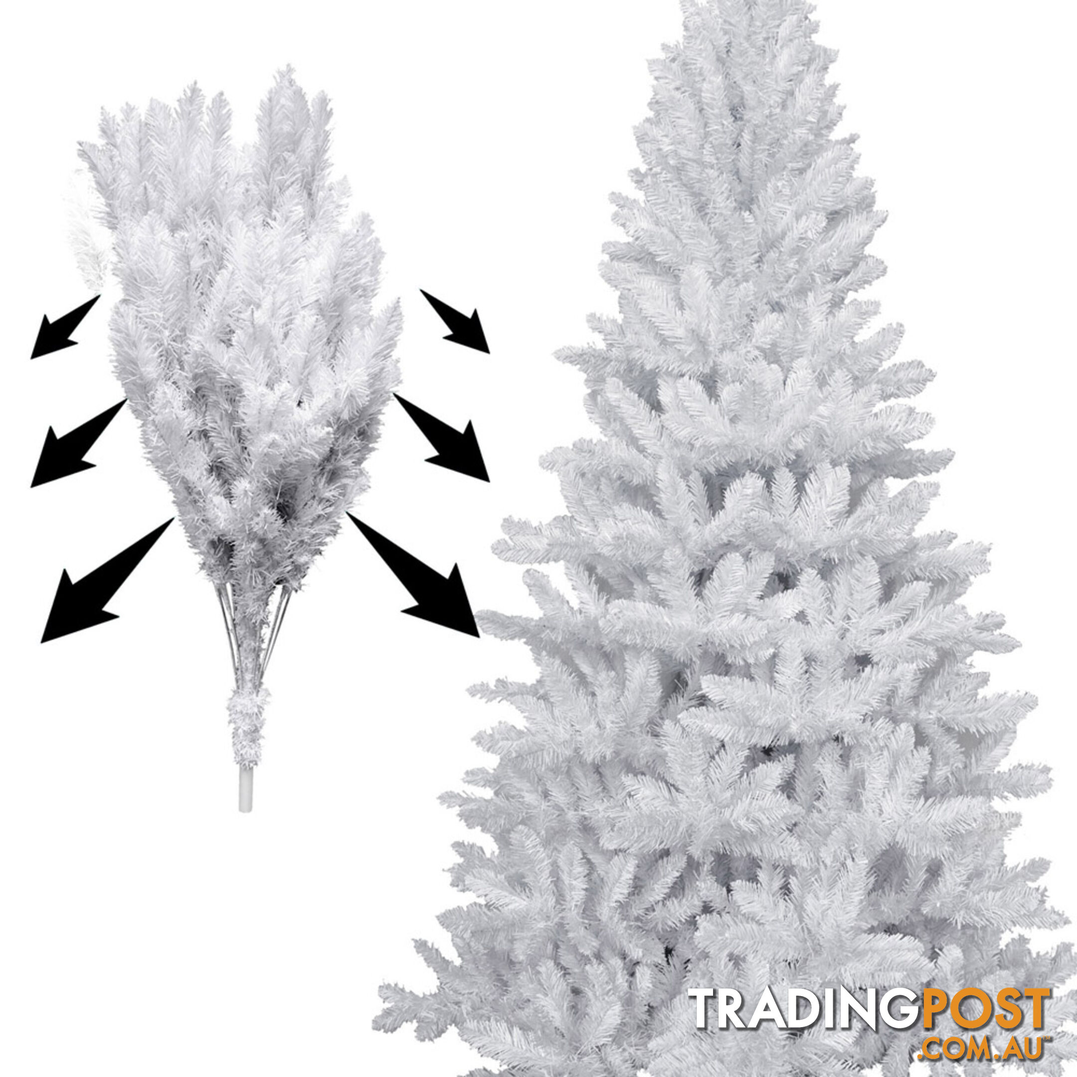 7FT Christmas Tree Free Ornament 2.1M Xmas Trees Decorate Metal Base White