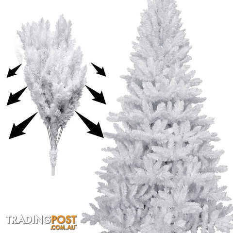 7FT Christmas Tree Free Ornament 2.1M Xmas Trees Decorate Metal Base White