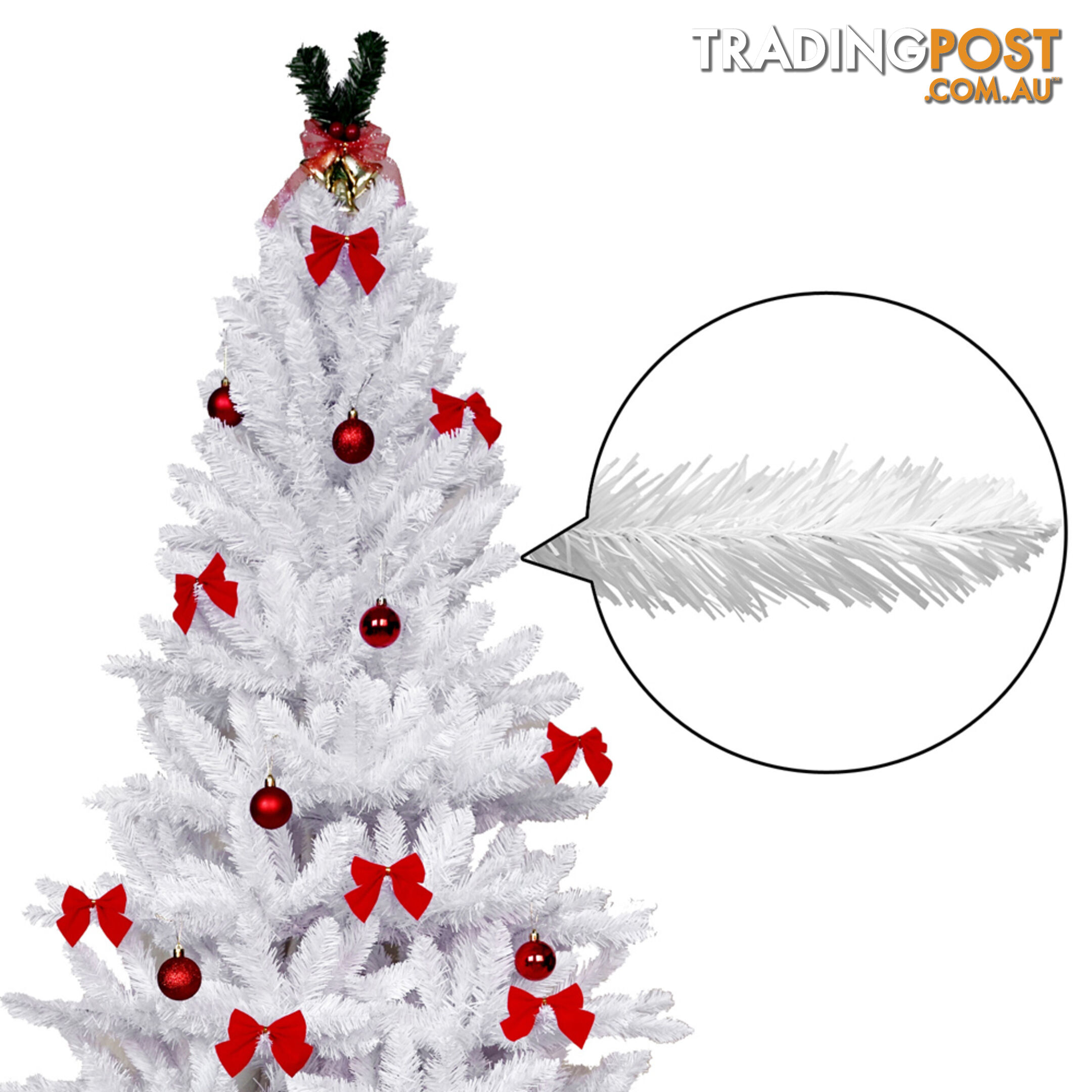 7FT Christmas Tree Free Ornament 2.1M Xmas Trees Decorate Metal Base White