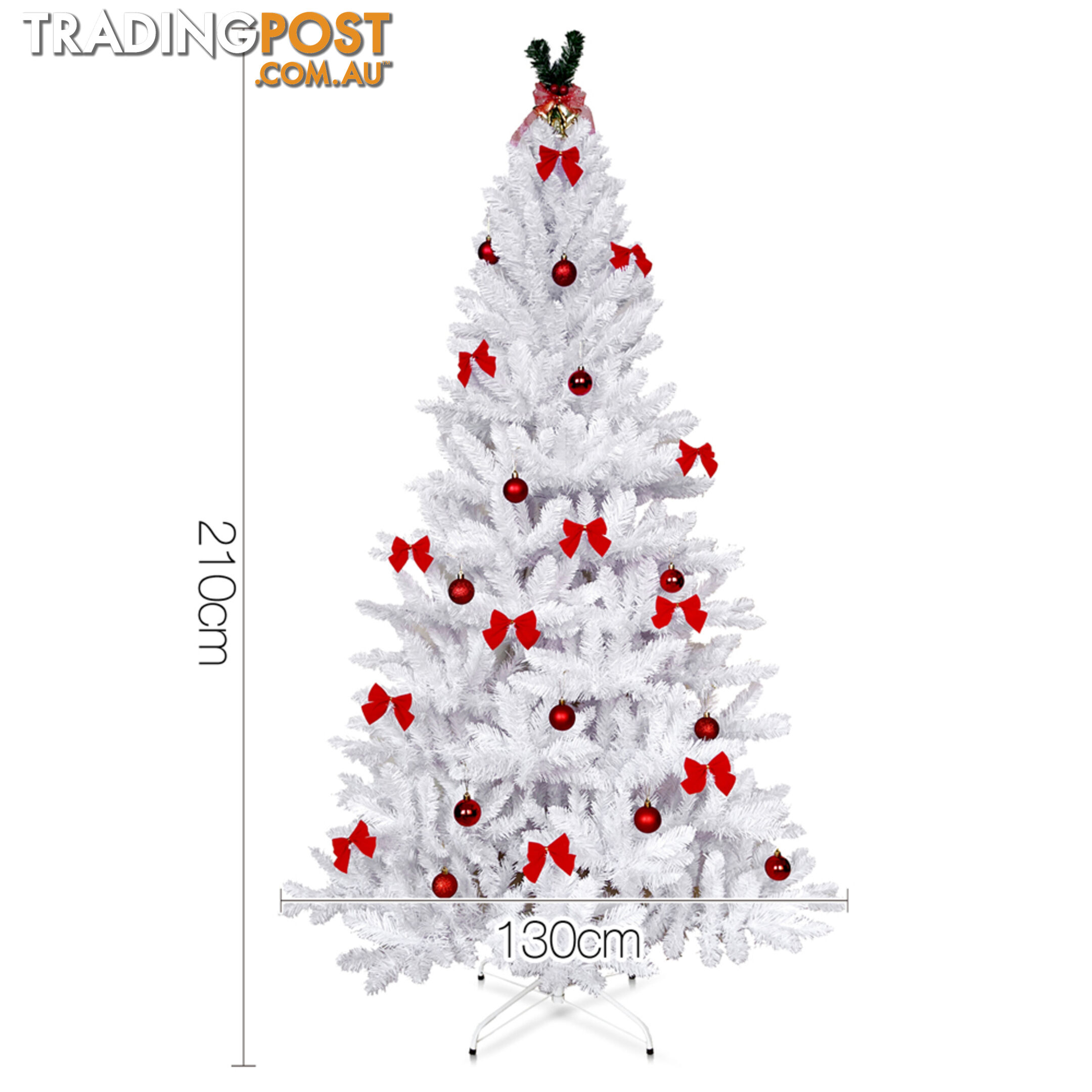 7FT Christmas Tree Free Ornament 2.1M Xmas Trees Decorate Metal Base White