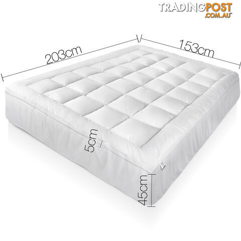 Duck Feather Down Mattress Topper 1000GSM Bamboo Pillowtop Bed Cover Queen