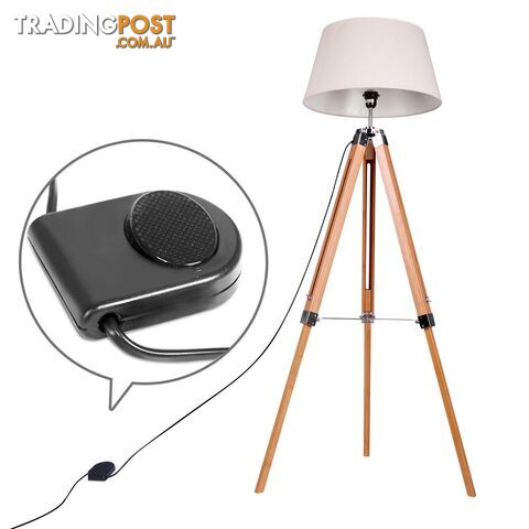 Bamboo Tripod Floor Lamp Adjustable Wooden Floor Lighting Beige Linen Shade