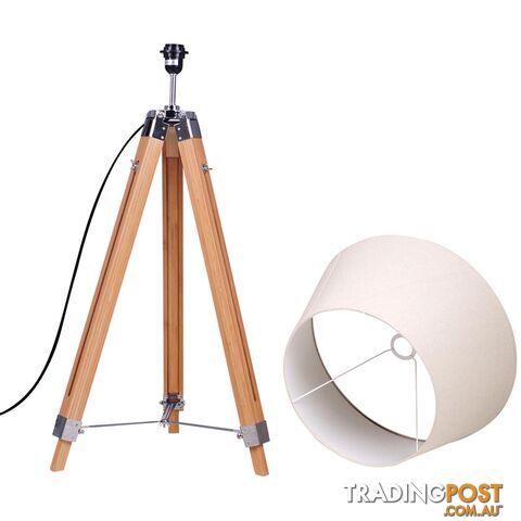 Bamboo Tripod Floor Lamp Adjustable Wooden Floor Lighting Beige Linen Shade